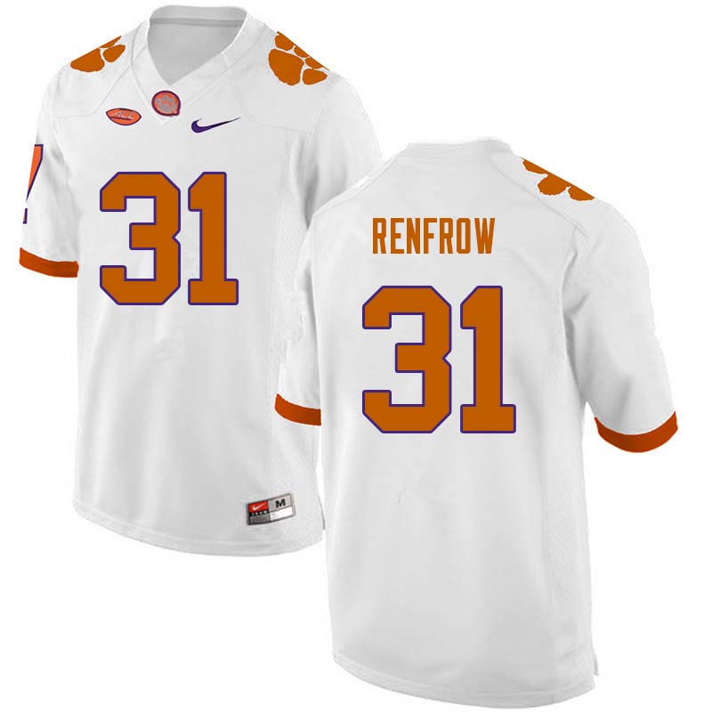 Men #31 Cole Renfrow Clemson Tigers College Football Jerseys Sale-White - Click Image to Close